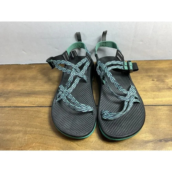 Chaco Z/Cloud X Sandals Women Size 6 J180217 Adjustable Double Straps Blue/Green - Picture 1 of 6